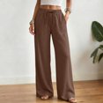 thumbnail image 5 of QGJZVUNL Womens Wide Leg Pants Sweatpants Baggy High-Waisted Drawstring Joggers with Pockets Size L, 5 of 6
