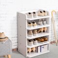 thumbnail image 3 of LA TALUS Sturdy Shoe Rack Stable Minimalistic Narrow Three-dimensional Density Board Layered Partition Shoes Organizer Home Furniture White One Size, 3 of 11