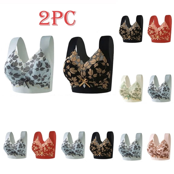 Paiwinds 2 Pack Women's Lace Bralette, Hollow Out Wrap Style Bandeau Bra with Strap, Alluring Fashion Underwear for Daily Layering