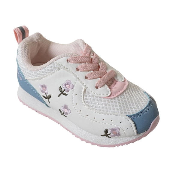 bebe Girls Toddler Sneaker with Flower Embroidery