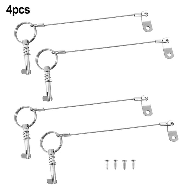 4pcs Quick Release Pins Top Pin With Lanyard Screws for Yacht Marine Trailer