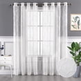thumbnail image 1 of Haperlare 52"W x 95"L White Sheer Curtains Water Ripple Embroidered Faux Linen Light Filtering Drapes for Living Room Bedroom, 2 Panels, 1 of 8