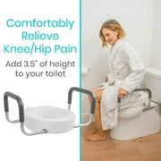 Vive Raised Toilet Seat with Handles, 3.5 Toilet Seat Riser with Arms, Elongated, Weight Capacity 300lbs