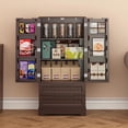 thumbnail image 4 of Kitchen Pantry Storage Cabinet with Drawers Freestanding Bathroom Storage Cabinets with Doors and Shelves, 47" Small Wooden Food Pantry Cabinet for Dining Room Craft Room, Dark Brown, 4 of 8