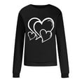 thumbnail image 4 of Fartey Chandail en Molleton de la Saint-Valentin pour Femmes Imprimé Cœur Tendance Col Rond Chandail Décontracté Manches Longues Mode Printemps Automne Épaules Tombantes Chandails en Molleton 2025 Noir, 4 of 4