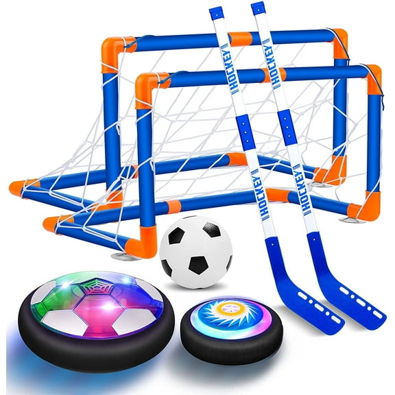 3-in-1 Hover Soccer Ball Hockey Set,Led Lights Floating Air Football,Indoor Outdoor Sport Toys for Kids,Christmas Birthday Gifts for Boys Girls Aged 3 4 5 6 7 8-12
