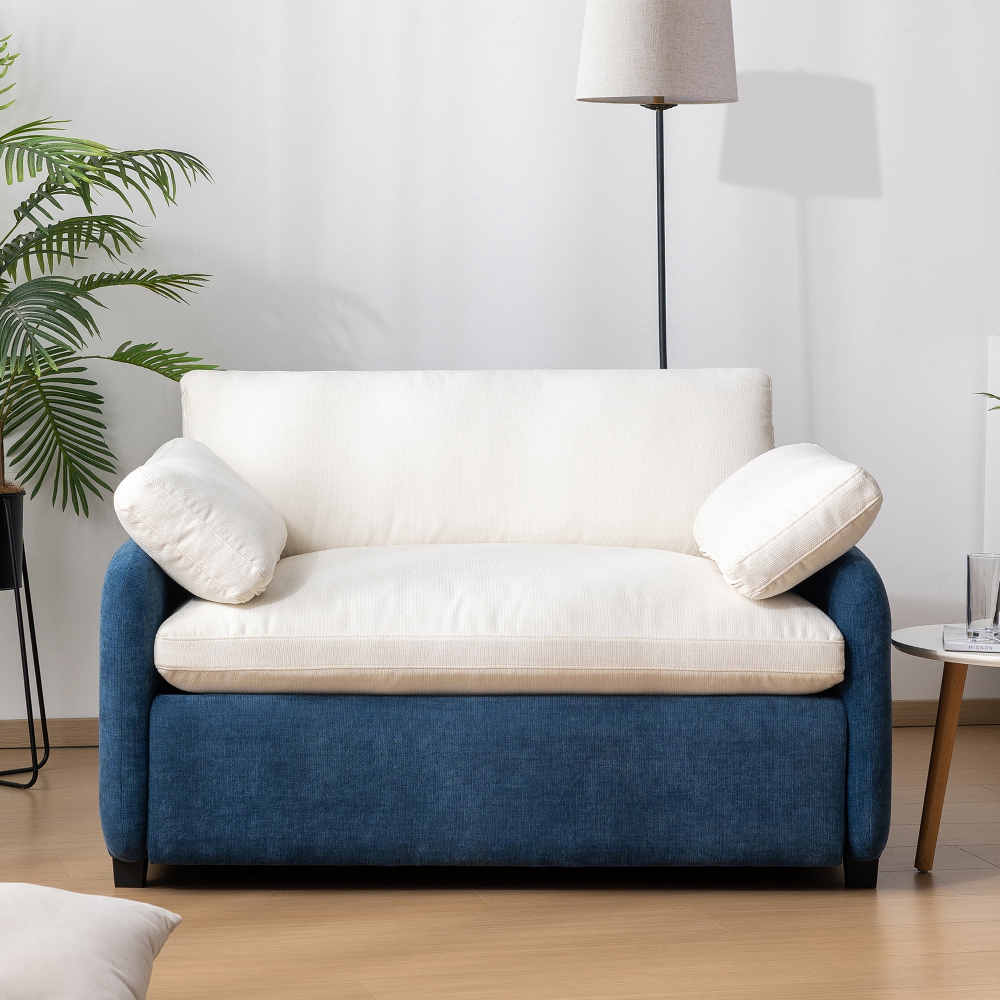 Leumius 50" Oversized Single Sofa Chair, Chenille Accent Chair with Wide and Deep Seat, Upholstered Armchair with Pillows for Living Room,Apartment,Bedroom, Blue