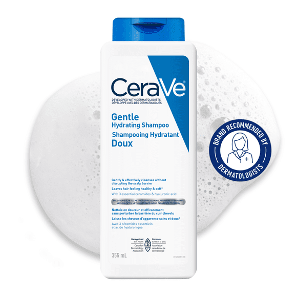 CeraVe Gentle Hydrating Shampoo, Sulfate-Free Shampoo with Ceramides and Niacinamide, 355mL