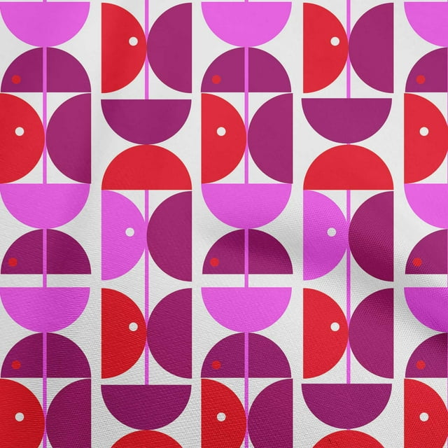 oneOone Rayon Fuschia Pink Fabric Geometric Circle Craft Projects Decor Fabric Printed By The Yard 56 Inch Wide