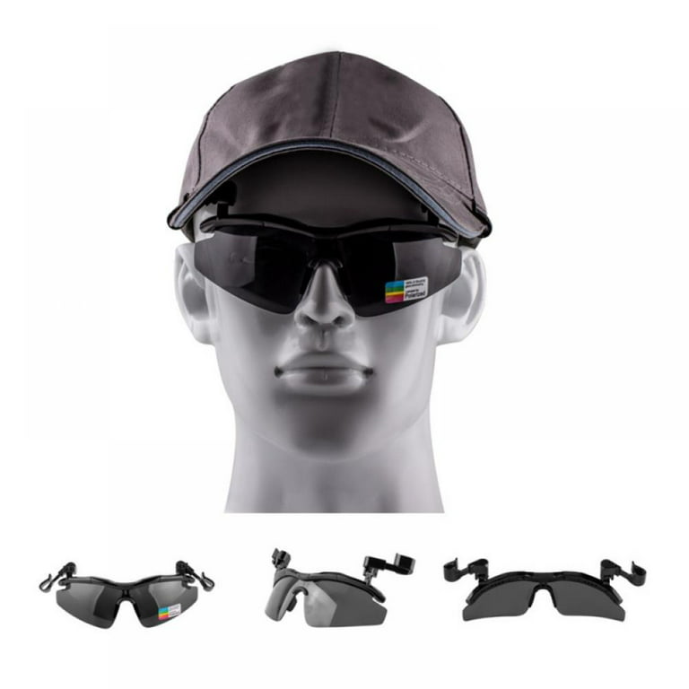 Solid Polarized Fishing Glasses Hat Visors Sport Clips Cap Clip On Sunglasses for Men Fishing Biking Hiking Golf Tennis Eyewear, adult Unisex, Size
