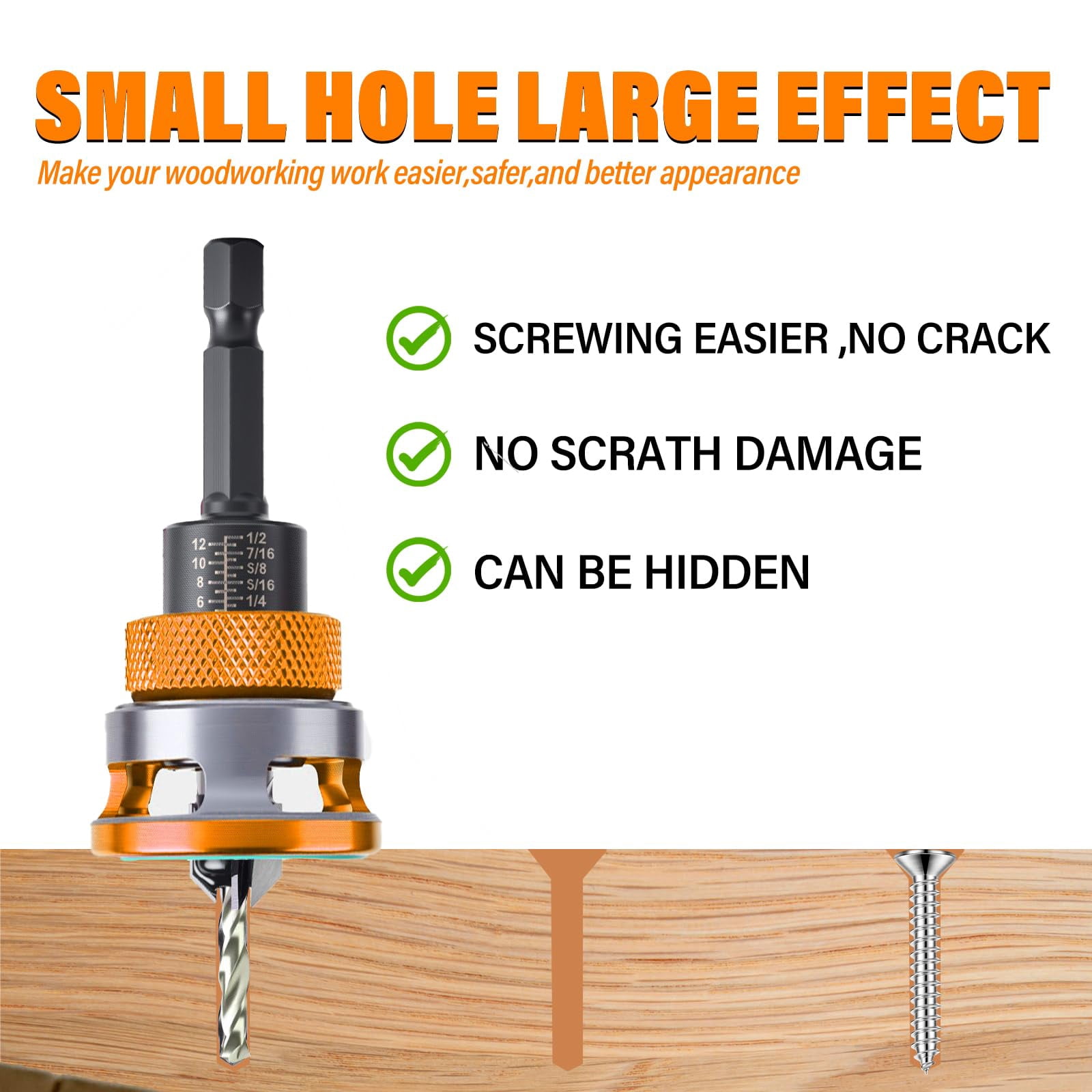4-Piece Countersink Drill Bit Set – M2 HSS Pilot Bits with Adjustable Depth Stop, HCS Sharp Blades, 82° Imperial Standard for Wood, Aluminum & Non-Ferrous Metals
