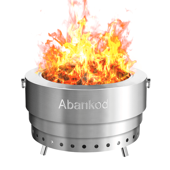 Smokeless FirePit for Outside - 19.5" Portable Fire Pit Stainless Steel Design with Foldable for Camping, Picnic,Backyard Patio, Bonfires, and Outdoor with Carry Bag for Smokeless Firepit