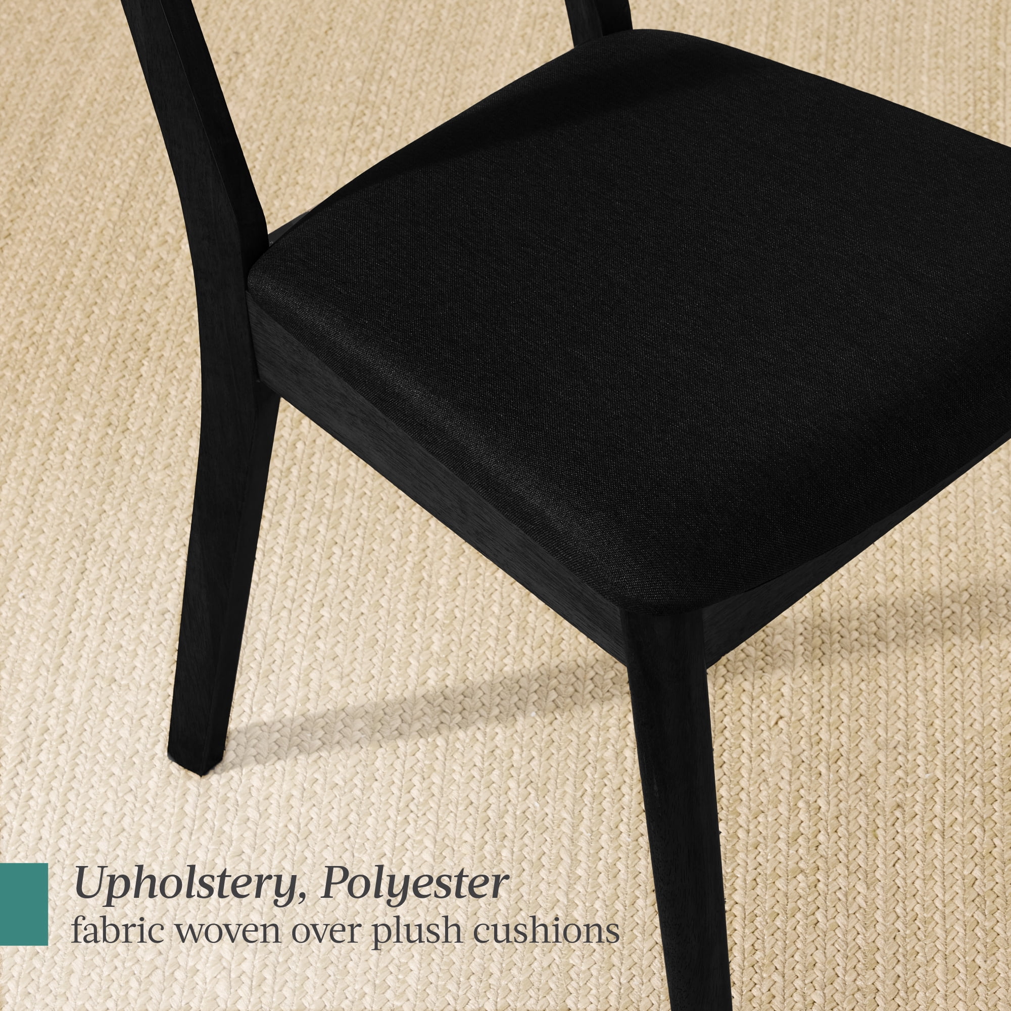 Best Choice Products 2-Piece Mid-Century Modern Wood & Upholstered Dining Chair Set - Black / Black