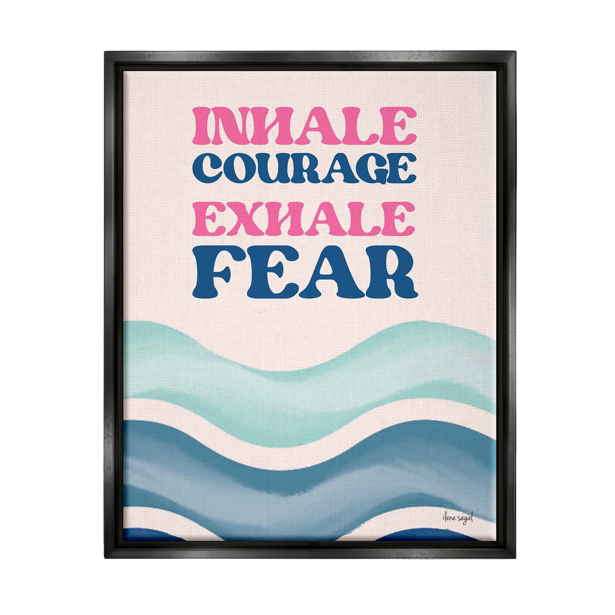 Stupell Industries Inhale Courage Exhale Fear Motivational Typography Sentiment Graphic Art Metallic Gold Floating Framed Canvas Print Wall Art, Design by Ilene Segal