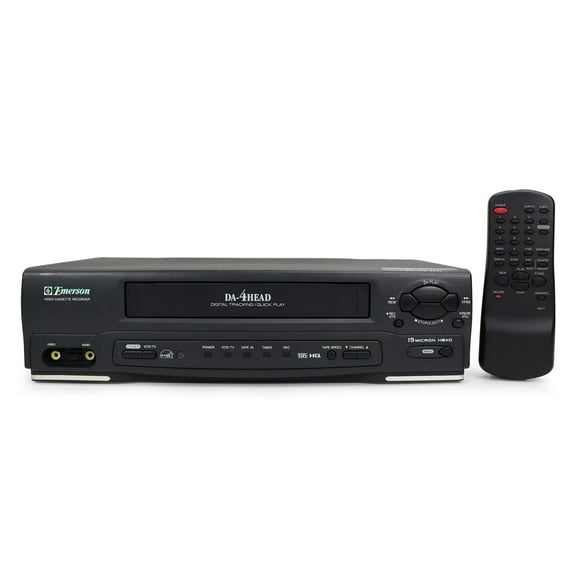 Pre-Owned Emerson EWV401B Hi-Fi 19 Micron 4 Head VCR w/ Original Remote, Manual, A/V Cables, & HDMI Converter