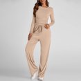 thumbnail image 7 of Kaemgyyd Womens 2 Piece Outfits Casual Sweatsuits High Waist Wide Leg Pants Crop Top Matching Lounge Sets Tracksuit Outfit, 7 of 7