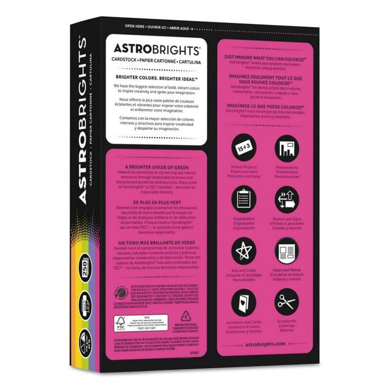 Astrobrights Card Stock Paper, Size: 8-1/2 x 11, Pink