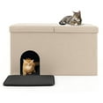 thumbnail image 1 of Costway Cat Litter Box Enclosure Hidden Furniture Cat Washroom Shoe Storage Bench Beige, 1 of 10
