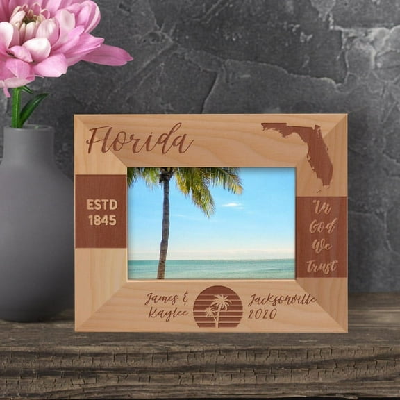 Florida Personalized Wooden Frame-5" x 3 1/2" Brown Horizontal