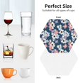 thumbnail image 4 of KLL Drink Coasters Set Hexagon of 4,PU Leather Absorbent Coasters Set Decorative Coffee Cup Coasters Housewarming Gift for Home Decor-Flowers, 4 of 5
