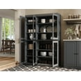 thumbnail image 3 of 100% Solid Wood 48.5" Pantry China Cabinet with Clear Glass Doors and Adjustable Shelves, 3 of 6