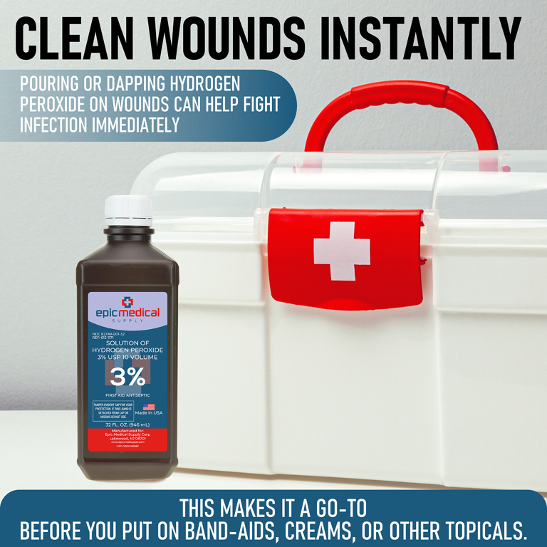 Epic Medical Supply, Hydrogen Peroxide, 32 oz, First Aid