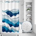 thumbnail image 2 of No Hook Shower Curtain, Blue Ombre Shower Curtains for Bathroom with See Through Top Window, Modern Geometric Abstract Art Moire Waterproof & Washable Bath Curtain Small Stall 36"x78", 2 of 9