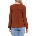 thumbnail image 3 of INSPIRE CHIC Long Sleeves Top for Women V Neck Hollow Lace Trim Blouse XS Orange Brown, 3 of 5
