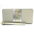 thumbnail image 5 of Michael Kors Women's Jet Set Travel Large Signature Logo and Metallic Continental Wallet Pale Gold 35F4GTVE7V-Pgold, 5 of 10