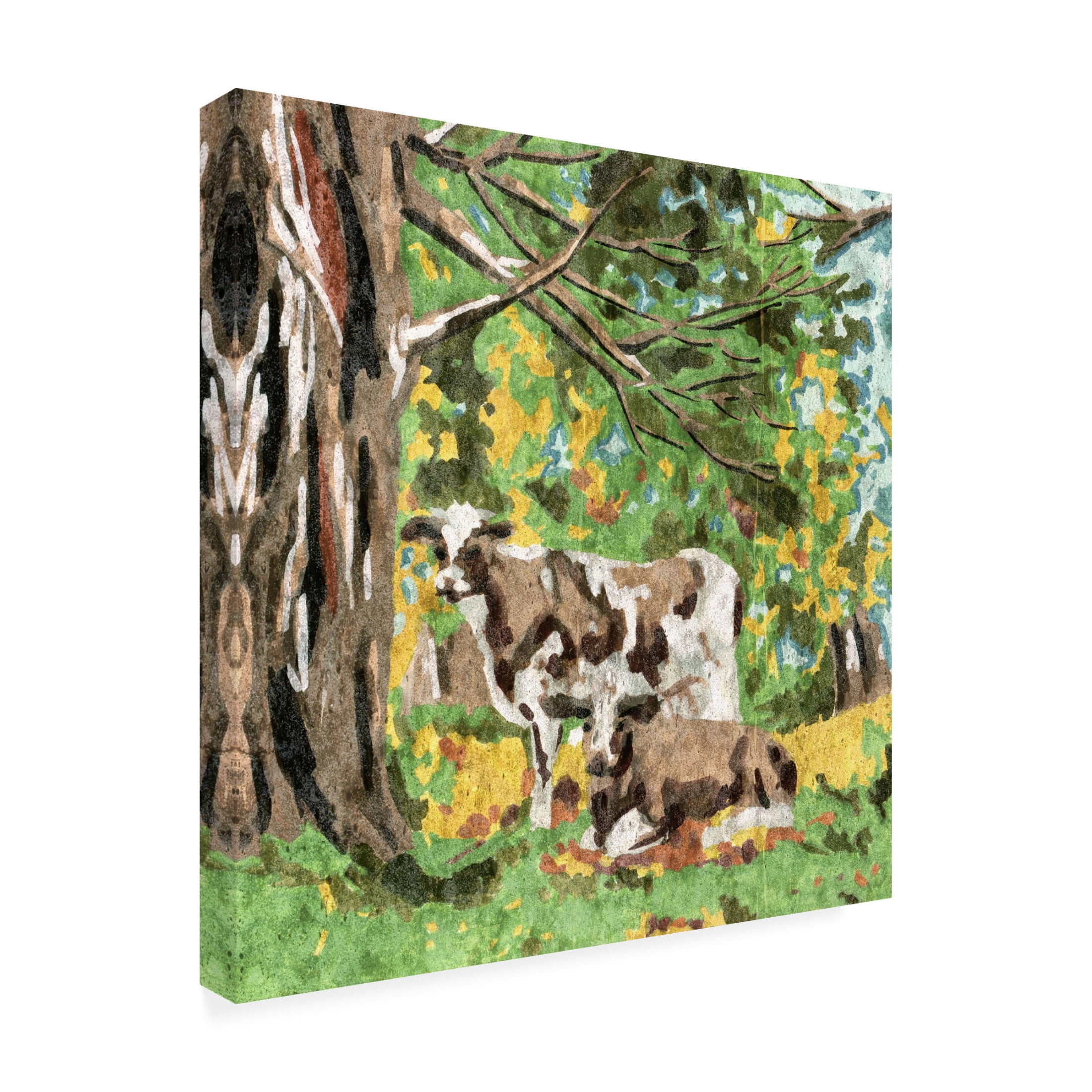 Trademark Fine Art Melissa Wang  Cows Under a Tree I Canvas Wall Art