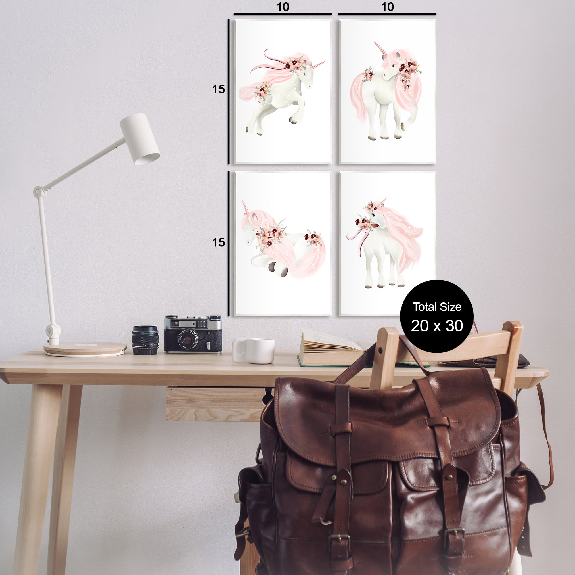 Stupell Industries Pastel Pink Unicorns Fairy Tales & Fantasy Painting Unframed Art Print Wall Art, 10 x 15