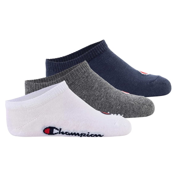 Champion Chaussettes pour Enfants, Lot de 3 - Chaussettes de Espadrilles, logo, Couleur Unie Bleu/blanc/noir 27-30