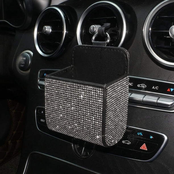 Caja de almacenamiento para rejilla de ventilación del coche, soporte para teléfono, soporte para gafas de sol, accesorios para coche para monedas Negro