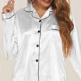 thumbnail image 5 of Satin Pajamas for Women, Long Sleeve Silk Pajama Set with Shorts Two Piece Pj Sets Button-Down Sleepwear Loungewear, 5 of 5