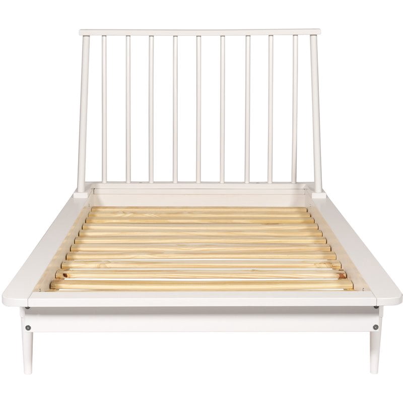 Twin Mid Century Solid Wood Spindle Bed in White - Walmart.com