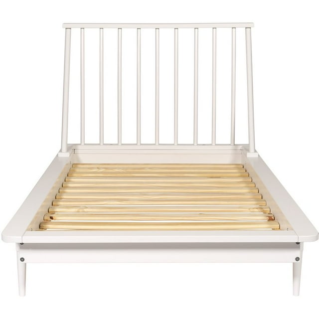 Lit Simple en Bois Massif du Milieu du Siècle en Blanc