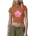 thumbnail image 1 of iTNHFP T-Shirt pour Femmes T-Shirts Mode Décontractée Imprimé Col Rond Manches Courtes Hauts Ajustés T-Shirts, 1 of 4