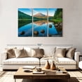thumbnail image 2 of Elephant Stock Relaxing Trillium Lake Wall Art - Horizontal Multi Panel Canvas - Living Room Wall Decor - Nature Multi Panel - Blue And Green Decor - 74" x 48", 2 of 8