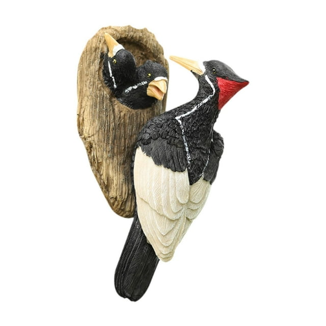 Pájaro Carpintero de Resina para Colgar en El , Decoración Artesanal, Resistente Al Agua, Versátil, para Amantes de Las Aves, Figura Realista de