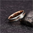 thumbnail image 4 of 6mm Tungsten Wedding Band for Women Men Rose Gold Plated Groove Polished Beveled Edge Comfort Fit Size 7-12, 4 of 6