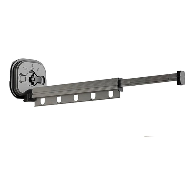 Perchero Plegable para Ropa Perchas de Aluminio Estante de Montaje en Pared Negro Rejilla de Secado InstalacióN con Ventosa, S