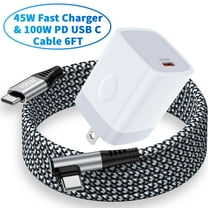 USB C Block,FiveBox USB C Wall Charger Block with 1pc 100W Right Angle USB C Charger Cable 6ft 45W PD Fast Charging Block Type C Charger Block Type C Charging Cord USB C Brick for Samsung,White