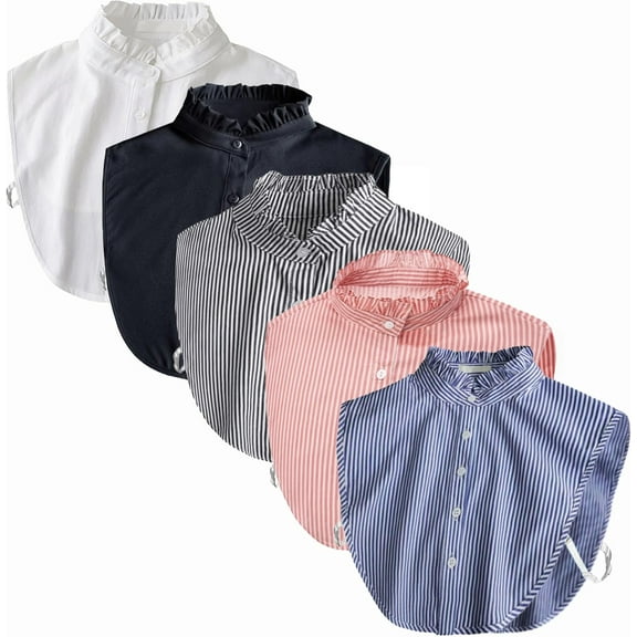 YEKEYI Women's 5pcs Striped Detachable Dickey Collar Half Shirts Blouse False Collar Top for Women Outfits