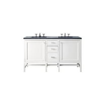 James Martin Vanities 60" Double Vanity Cabinet, Glossy White, w/ 3 CM Charcoal Soapstone Quartz Top