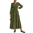 thumbnail image 1 of Vestido PRETTYGARDEN 2025 Maxi Verde Militar Manga Larga Talla L, 1 of 7