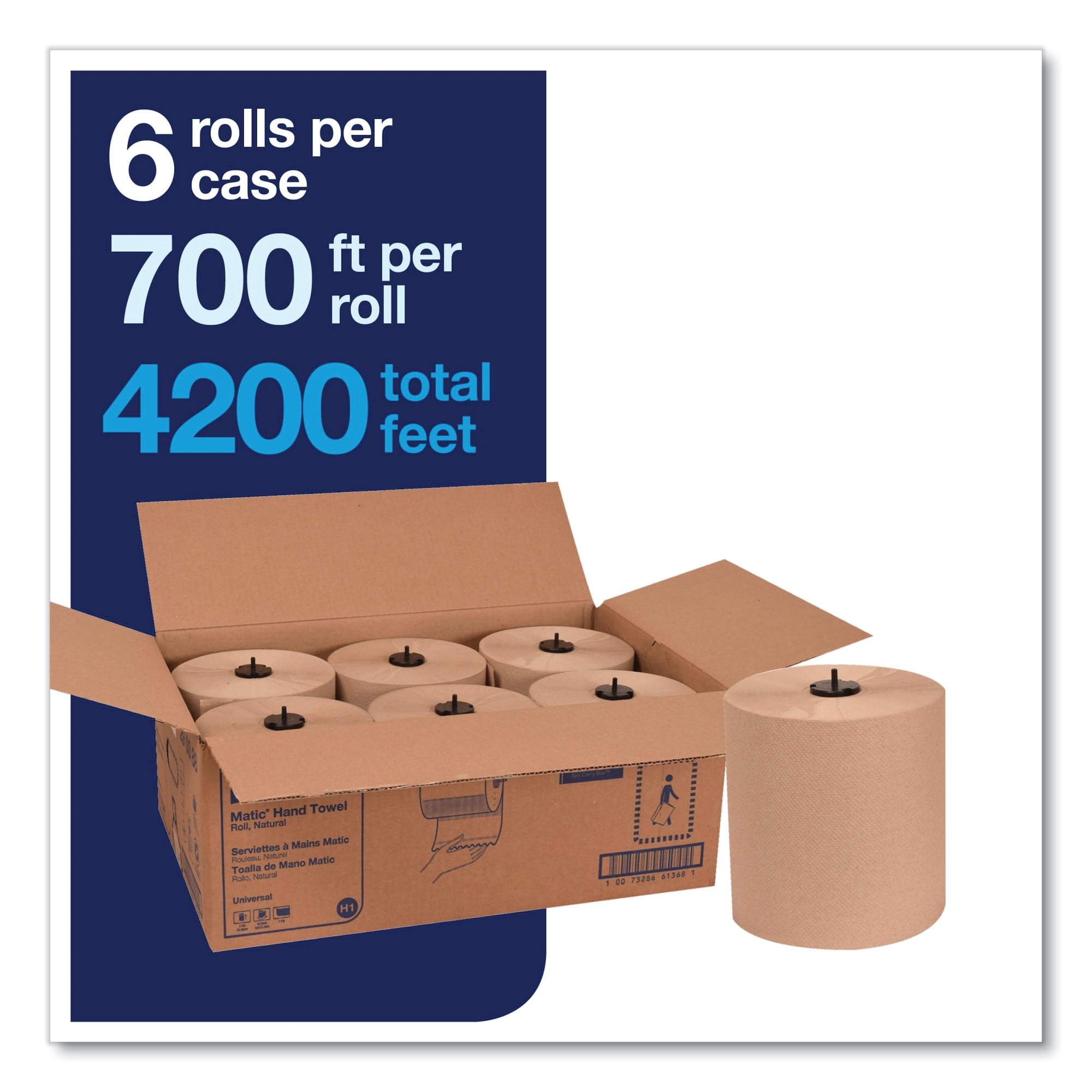 Tork Matic Paper Hand Towel Roll Natural Universal Paper Towel, 6 Rolls