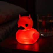 MMJ Transparent Resin Devil Red Duck Figurine with Horns Spooky Gothic Tabletop Decor for Halloween Gift