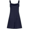 thumbnail image 3 of Women's Summer Solid Color Button Down Jumpsuit - Casual Sleeveless Overalls with Adjustable Straps & Side Pockets, 3 of 4
