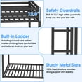 thumbnail image 3 of Kumix Bunk Bed Full over Full, Low Bunk Bed with Guardrails and Built-in Ladder, Metal Bunk Bed for Teens Adults, Full Bunk Beds Frame for Bedroom, Noise Free, Easy Assembly, Black, 3 of 7