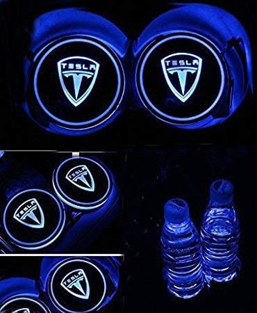 for Acura ATlife LED Car Logo Cup Holder Pad Waterproof Bottle Drinks Coaster Built-in Light 7 Colors Changing USB Charging Mat Auto LED Cup Mat Car Atmosphere Lamp 2PCS